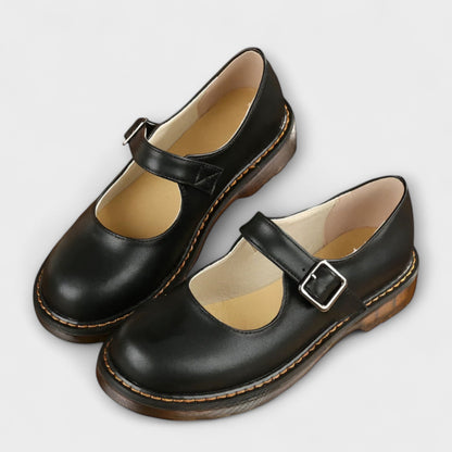Damen Vintage Mary Jane Schuhe – Klassische Lederschuhe mit Riemen & Komfortsohle