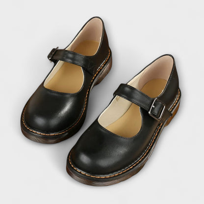 Damen Vintage Mary Jane Schuhe – Klassische Lederschuhe mit Riemen & Komfortsohle